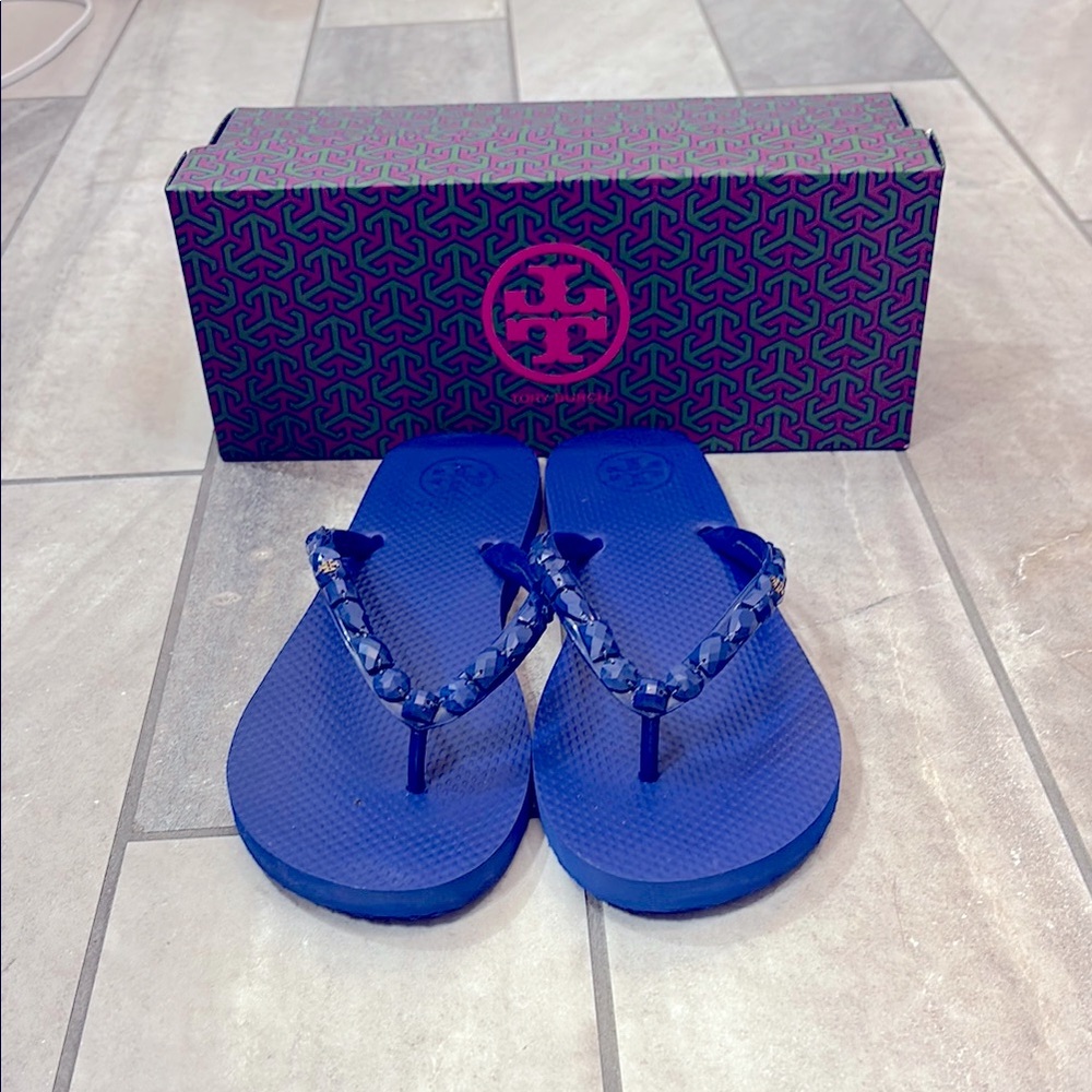 Tory Burch Blue Flip Flops